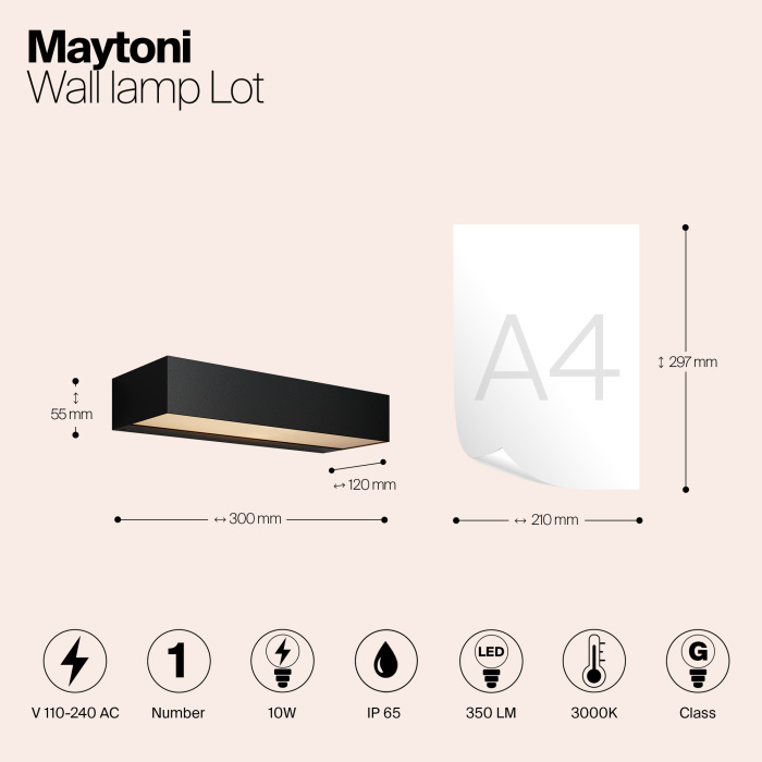 Светильник настенный Maytoni Lot O428WL-L10GF3K