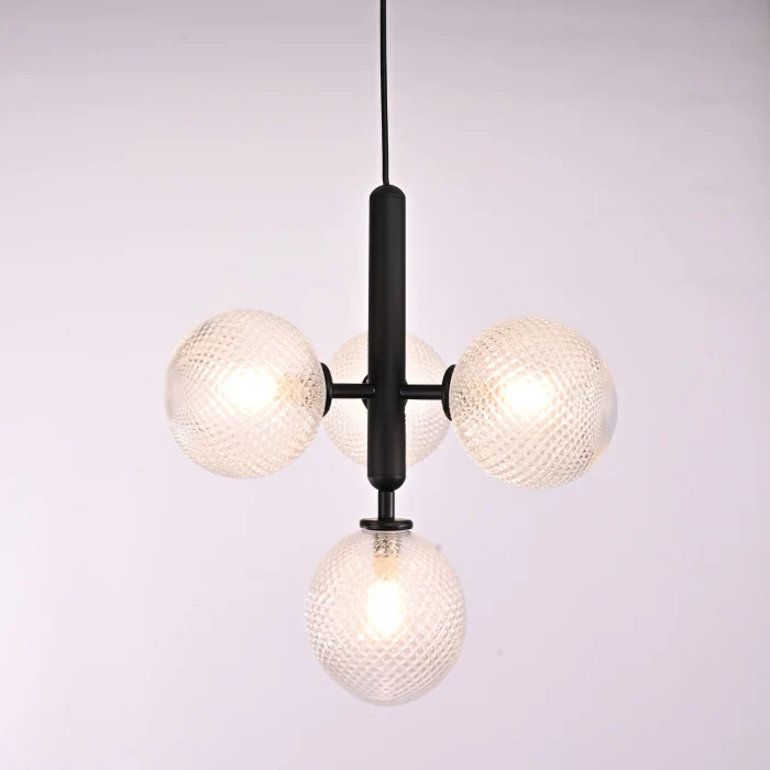 Подвесной светильник RAFFIN 4 Transparent Black ImperiumLoft