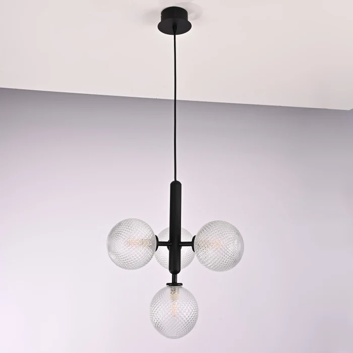 Подвесной светильник RAFFIN 4 Transparent Black ImperiumLoft