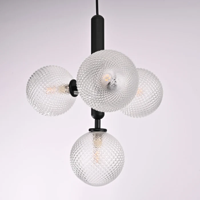 Подвесной светильник RAFFIN 4 Transparent Black ImperiumLoft