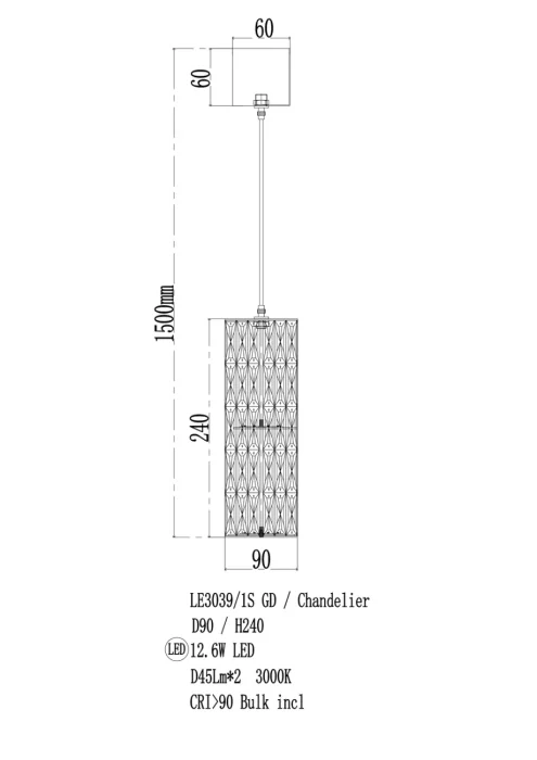 Подвесной светильник Leon Alice LE3039/1S GD