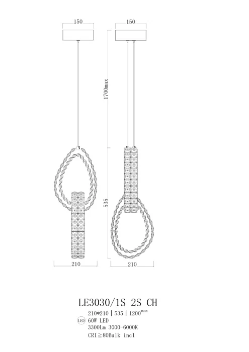 Подвесной светильник Leon Veronique LE3030/1S 2S CH