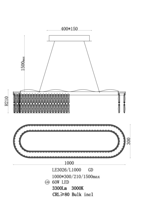 Подвесная люстра Leon Milana LE3026/1000L GD