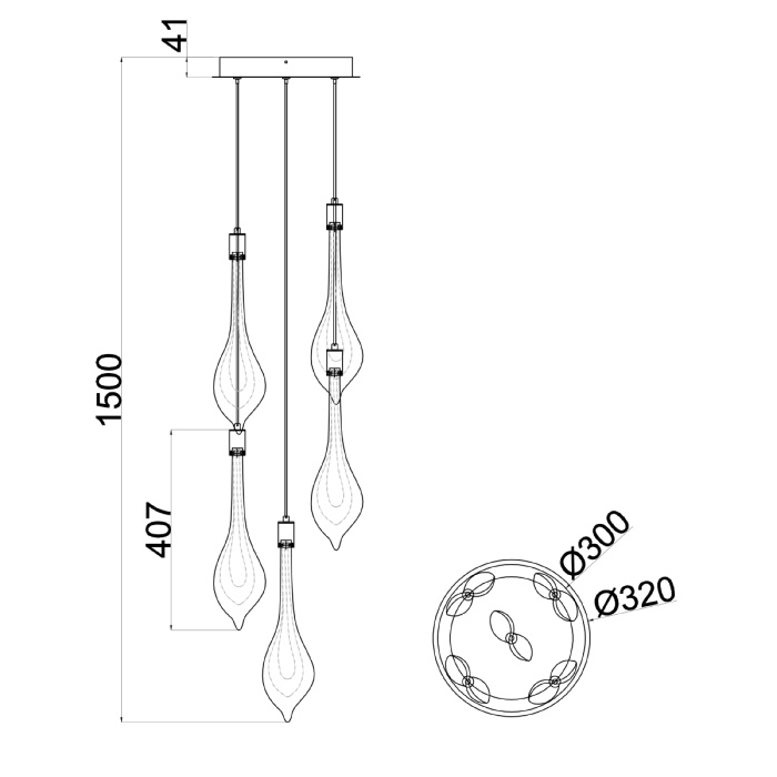 Подвесной светильник Delight Collection P98066 P98066-5 antique brass