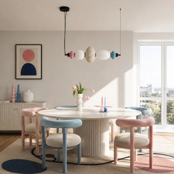 Светильник подвесной ST-Luce черный/синий, желтый, розовый, опаловый LED 1*18W 3000K SL6134.423.01