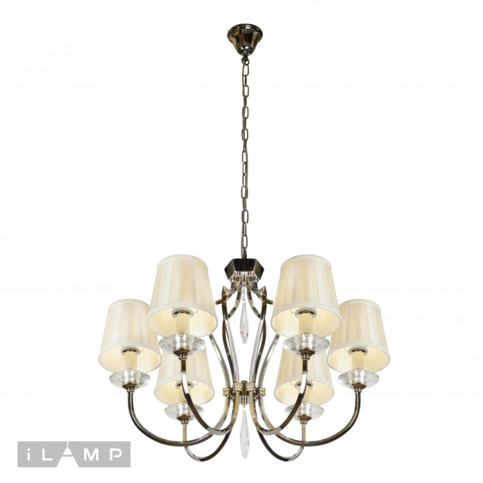 Подвесная люстра iLamp Charm P2508-6 Никель+беж