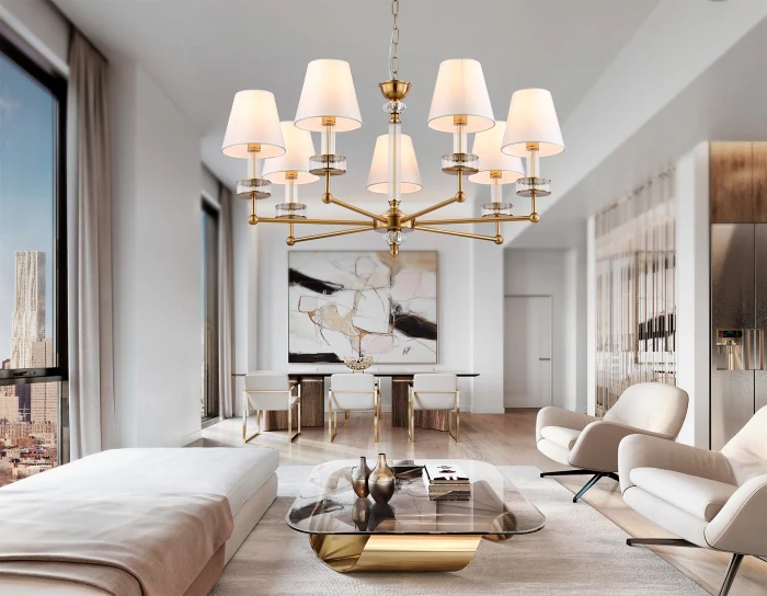 Подвесная люстра с абажурами и хрусталем AMBRELLA light LH71023