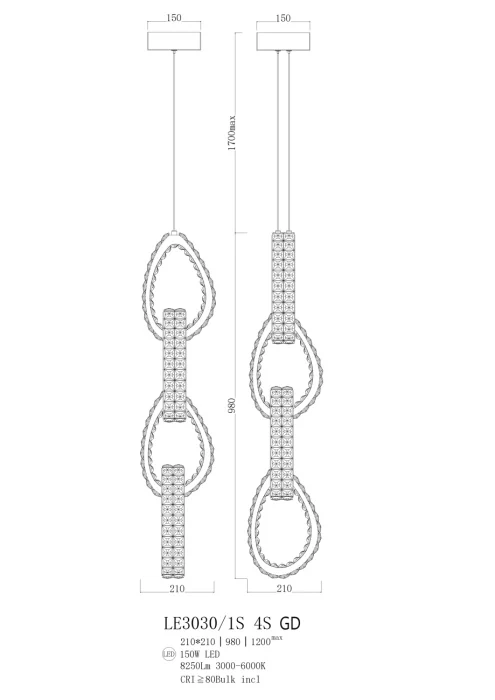 Подвесной светильник Leon Veronique LE3030/1S 4S GD