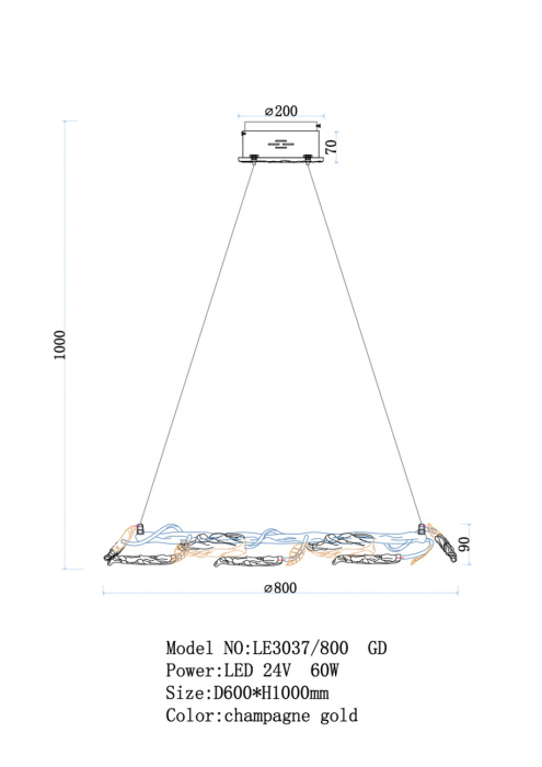 Подвесная люстра Leon Olivia LE3037/800 GD