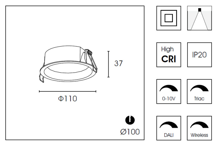 Встраиваемый светильник Delight Collection DB85 DB8504NR