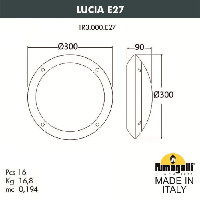 Уличный настенный светильник FUMAGALLI LUCIA BACKLIT 1R3.000.000.AYE27GN1