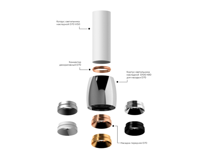 Корпус светильника накладной для насадок D70mm Ambrella light C1143