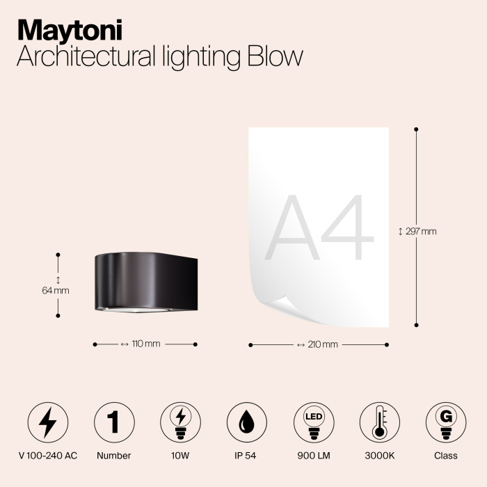 Светильник настенный Maytoni Blow O435WL-L10GF3K