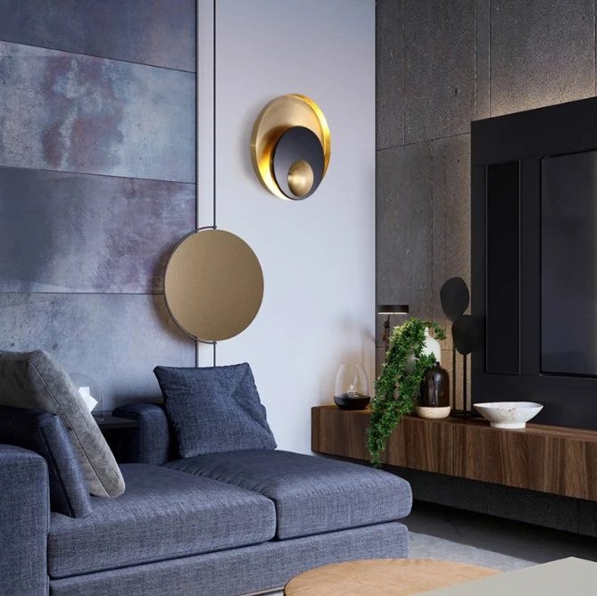 Бра Джаггер Black WALL LAMP round gold ImperiumLoft