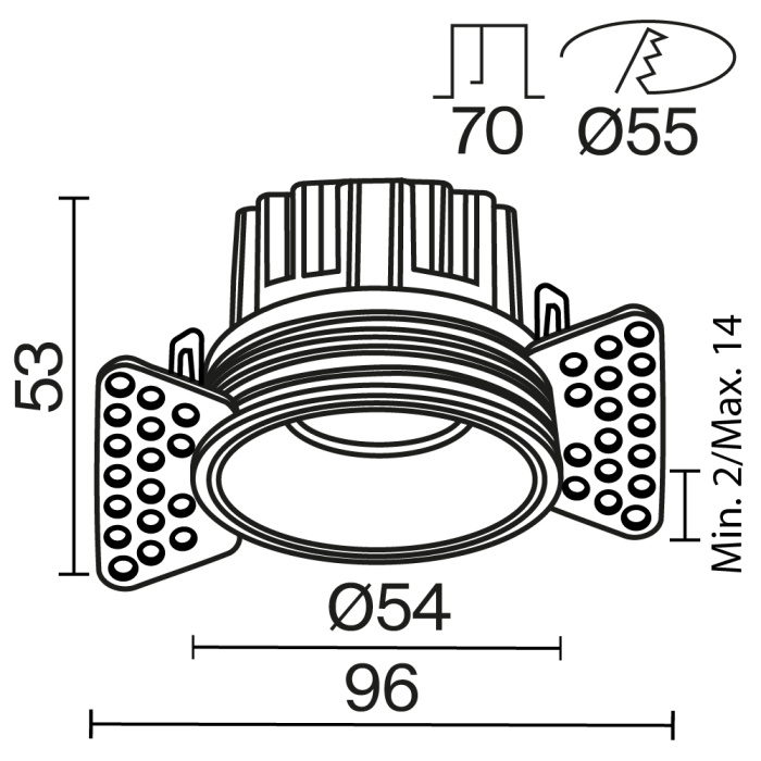 Встраиваемый светильник Maytoni Round DL058-7W3K-TRS-B