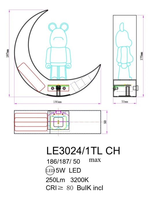 Настольная лампа Leon Joli LE3024/1TL CH