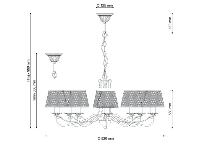 Люстра подвесная Lucia Tucci Bristol 890.8 ivory