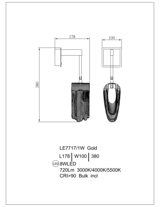 Бра Leon Cascade LE7717/1W Gold