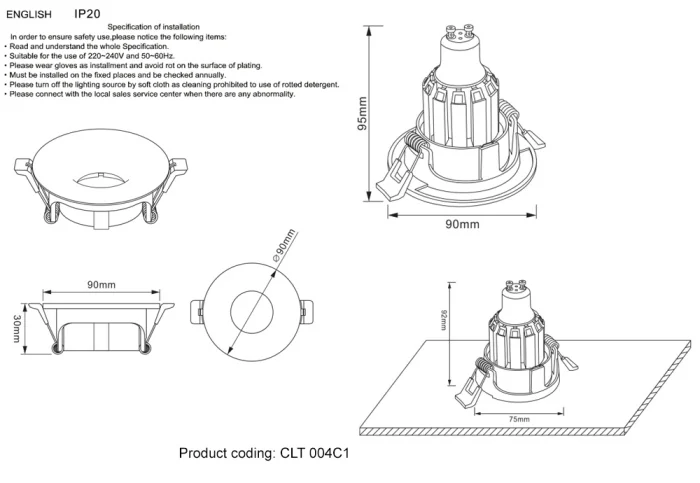 Светильник встраиваемый Crystal Lux CLT 004C1 CH