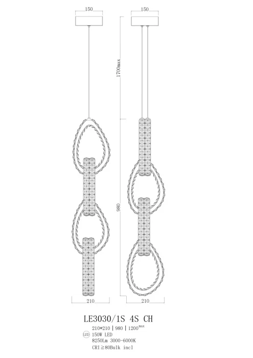 Подвесной светильник Leon Veronique LE3030/1S 4S CH