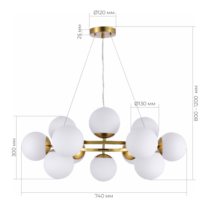Светильник подвесной Золотистый/Белый E27 12*60W SLE1191-203-12