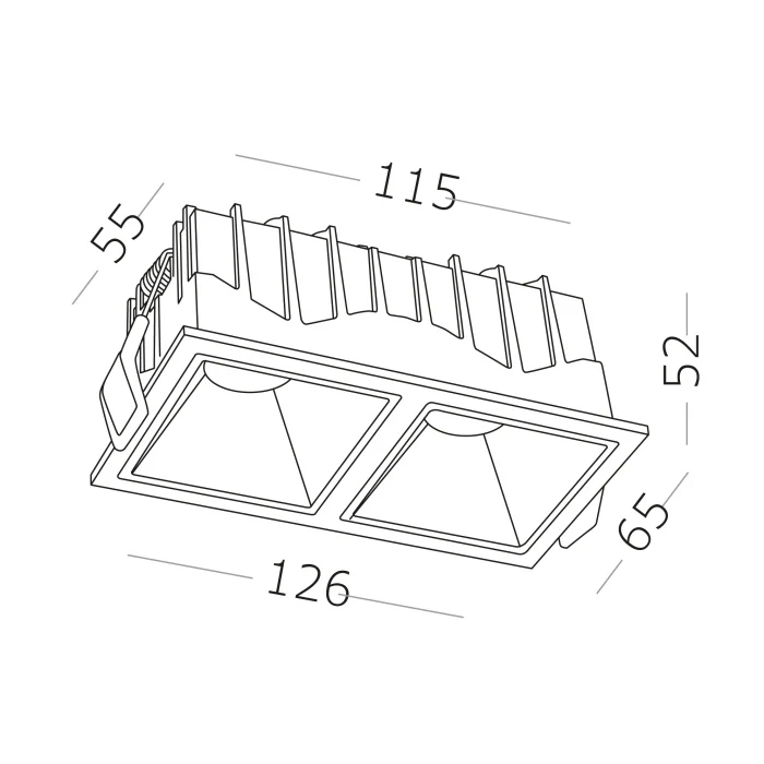 Светильник встраиваемый Белый LED 2*10W 60° IP20 L65xW126xH52 85-265V В комплекте ST757.538.20