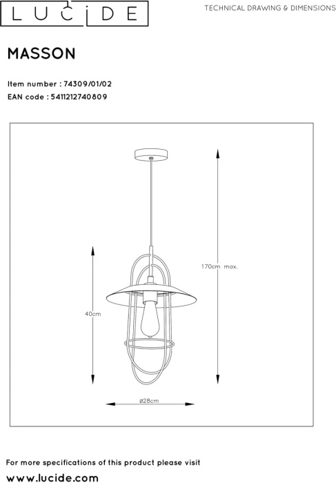 Подвесной светильник LUCIDE 74309/01/02