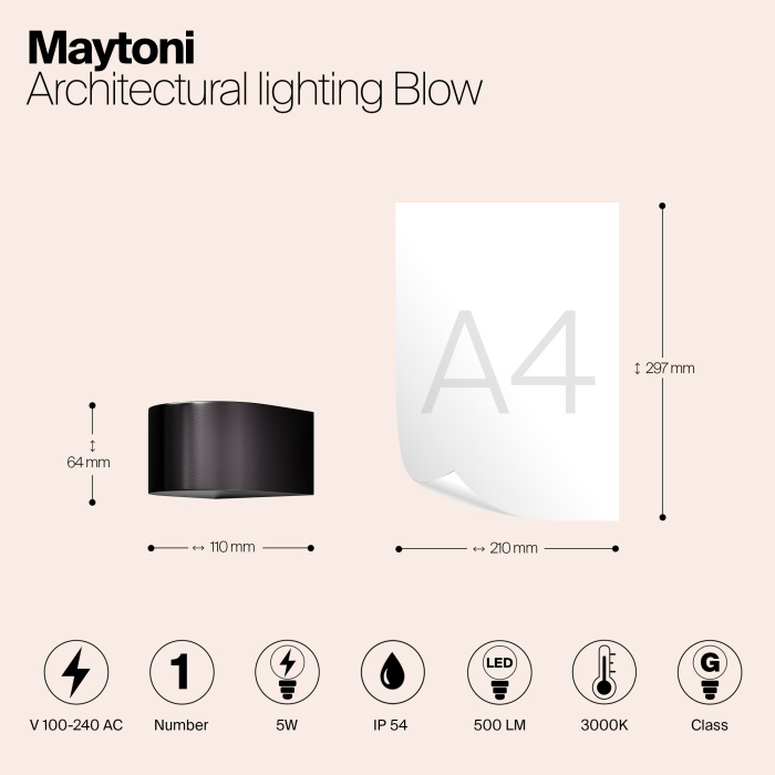 Светильник настенный Maytoni Blow O435WL-L5GF3K