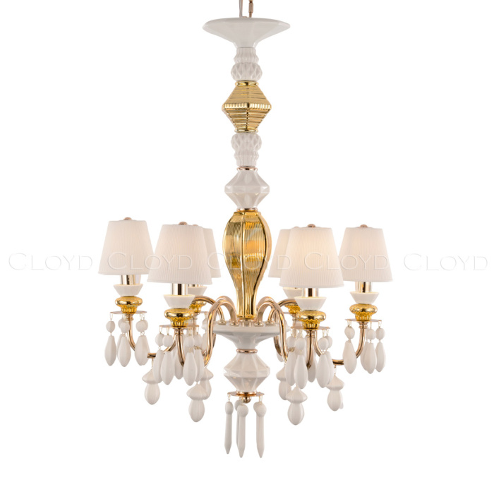Люстра Cloyd LOTTIE-B C6 / Ø56 см- бел.-золотая керамика (арт.11211)