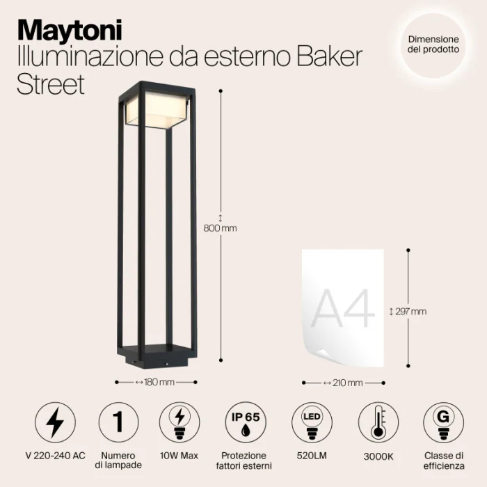 Садово-парковый светильник Maytoni Baker Street O021FL-L10B3K