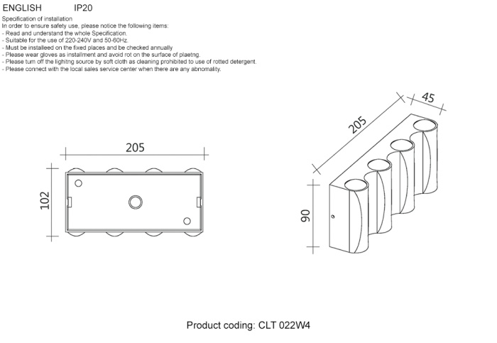 Бра Crystal Lux CLT 022W4 WH 4000K