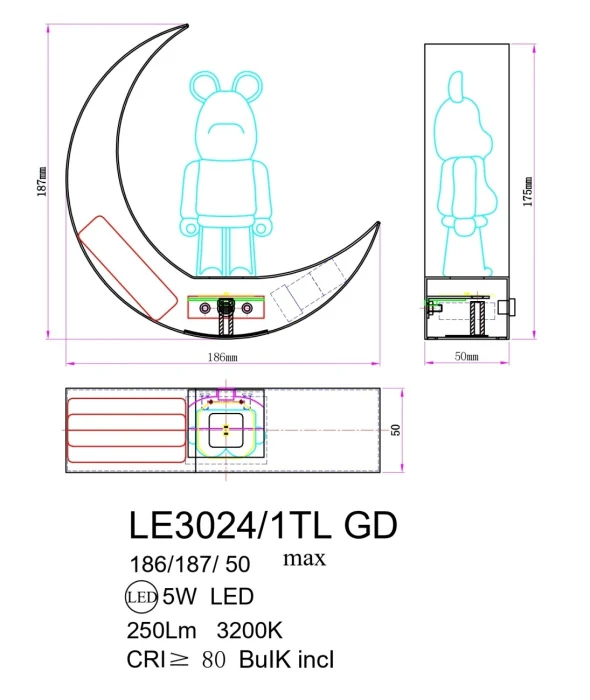 Настольная лампа Leon Joli LE3024/1TL GD