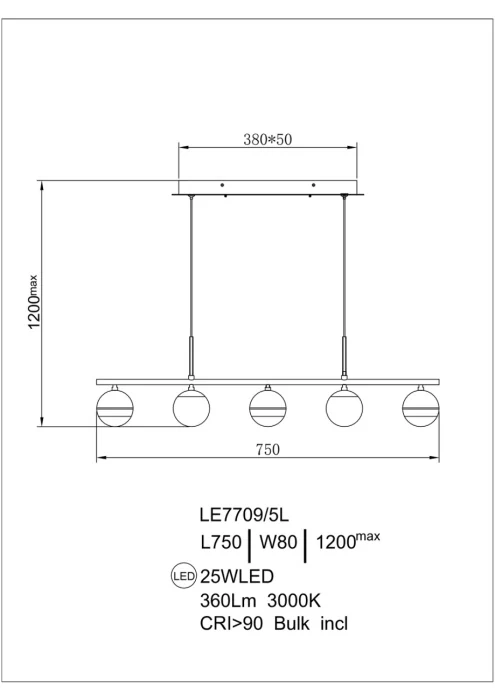 Подвесная люстра Leon Lilith LE7709/5L Black Chrome/Gold