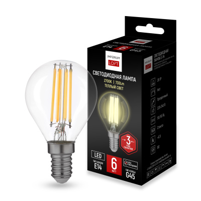 Светодиодная лампа E14 мощность 6W 2700K Transparent от ImperiumLoft ImperiumLoft