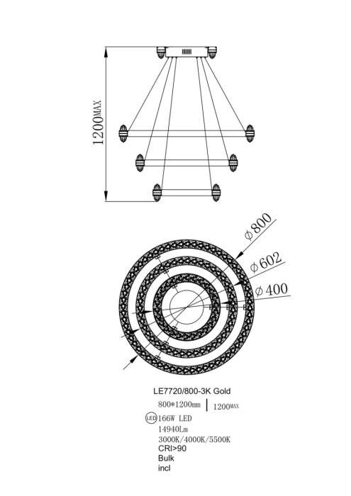 Подвесной светильник Leon Michel LE7720/800-3K Gold