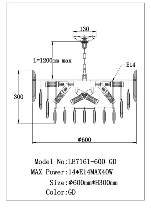 Подвесная люстра Leon Jacqueline LE7161/600 GD