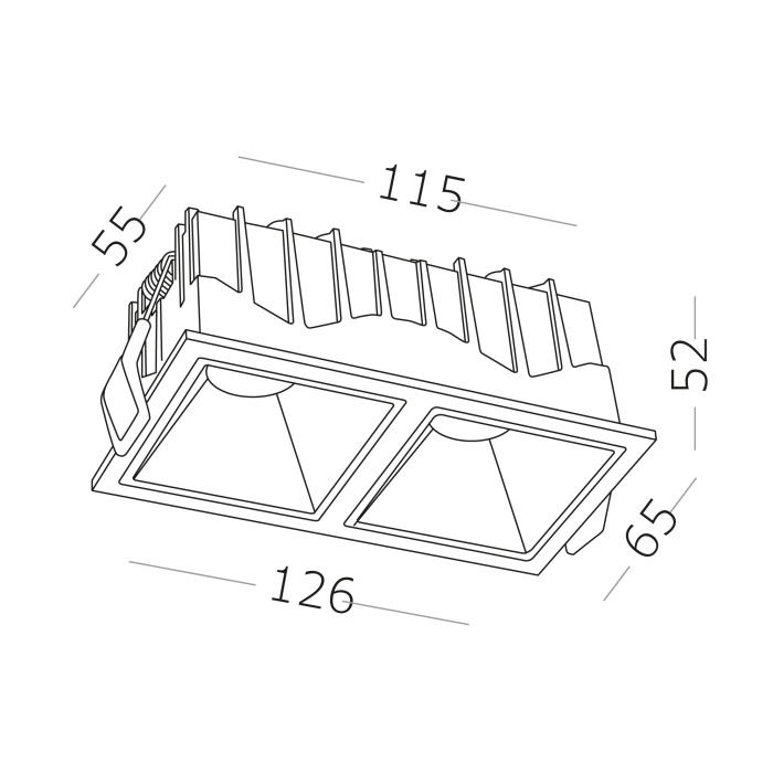 Светильник встраиваемый Белый LED 2*10W 60° IP20 L65xW126xH52 85-265V В комплекте ST757.548.20