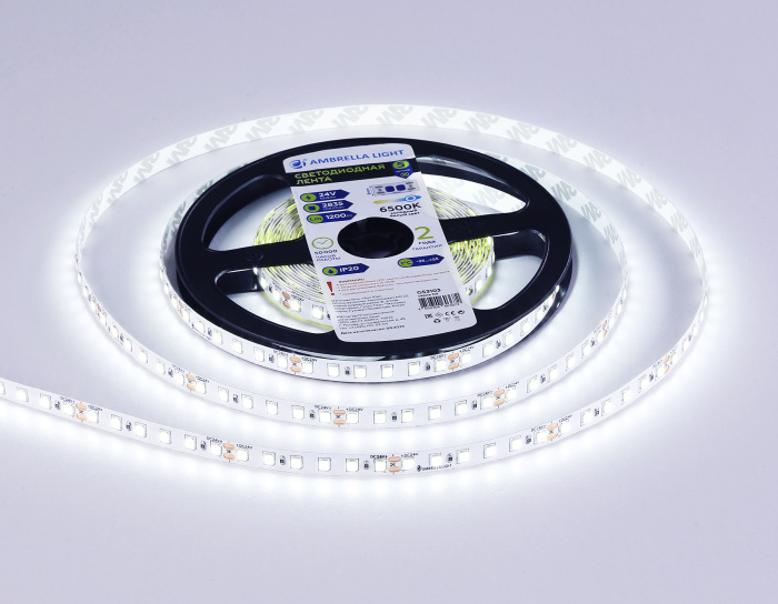 Светодиодная лента Ambrella Light GS3103 2835 120Led /10W m/ 24V IP20 6500K 5m Ambrella light GS3103
