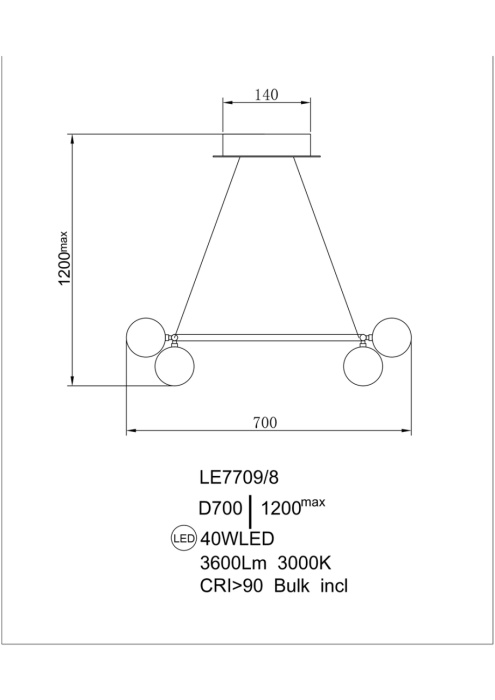 Подвесной светильник Leon Lilith LE7709/8 Black Chrome/Gold