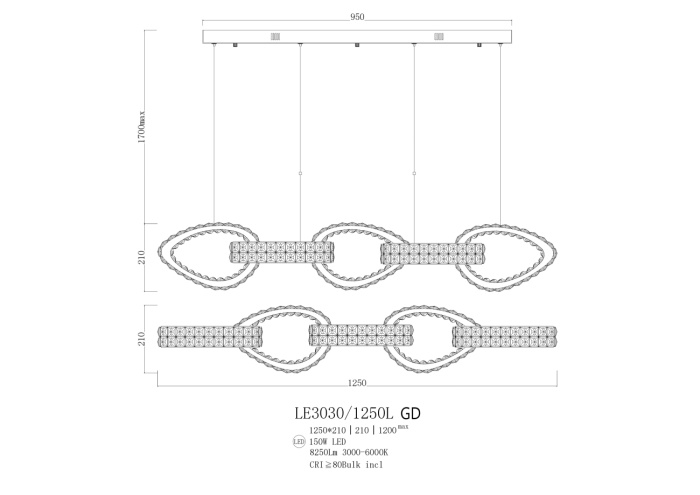 Подвесной светильник Leon Veronique LE3030/1250L GD