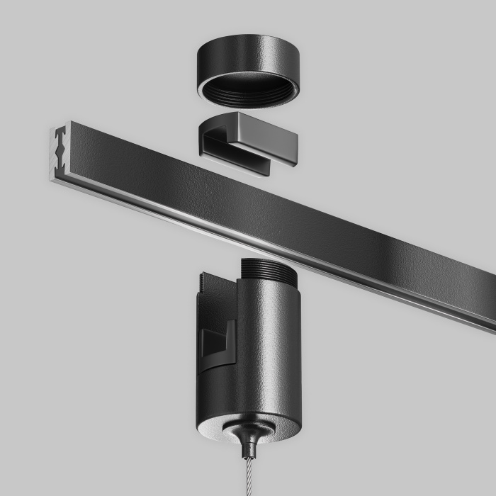 Коннектор с тросовым подвесом Тау / Tau в шинопровод Flarity черный Maytoni Tau TRA154SW-1B