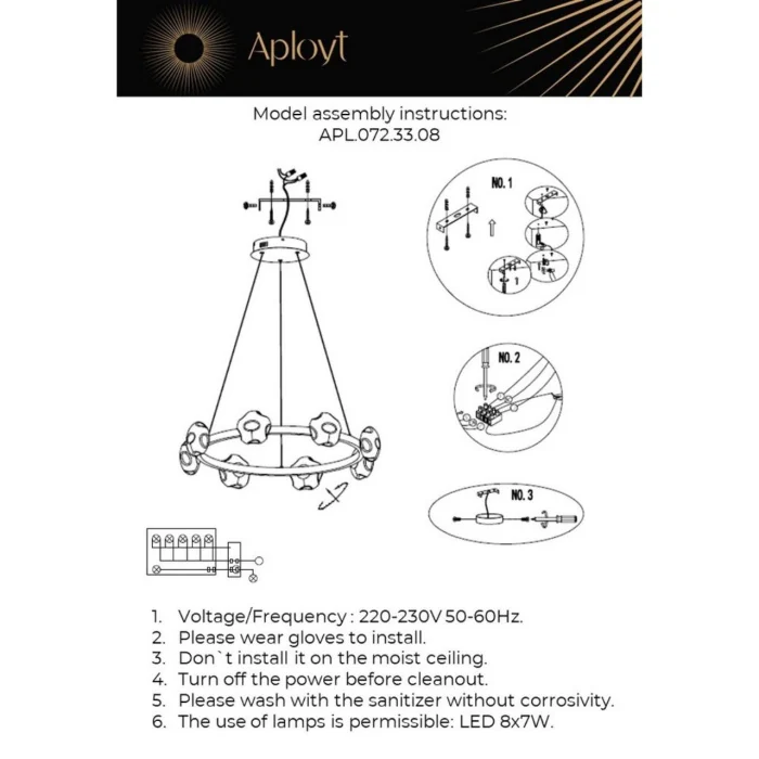 Люстра подвесная Aployt Klarissa APL.072.33.08
