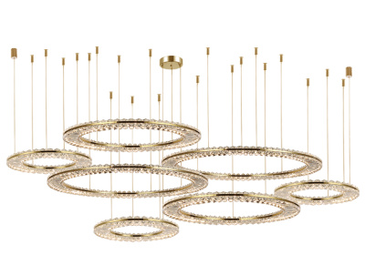 Горизонтальная композиция 8240 из семи плоских колец золото №62 Newport