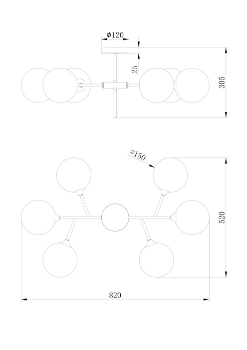 Люстра на штанге Freya Maddison FR5115PL-06BZ1