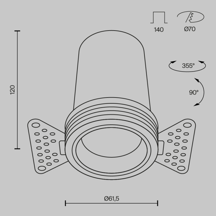 Встраиваемый светильник Maytoni Focus LED DL125-L12-4K-TRS-B