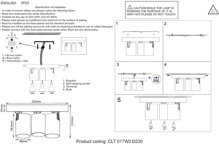 Спот Crystal Lux CLT 017W3 D230 WH