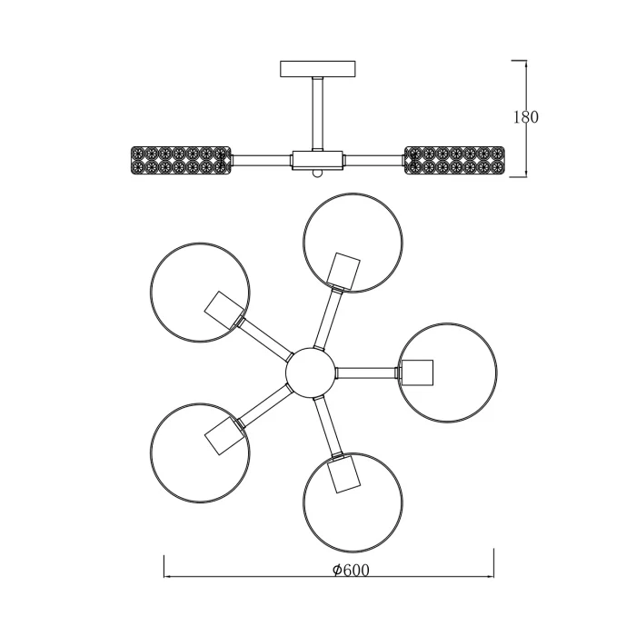 Потолочная люстра на штанге BANJO ESCADA 679/5P Black