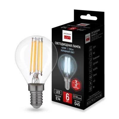 Светодиодная лампа E14 мощность 6W 4200K Transparent от ImperiumLoft ImperiumLoft