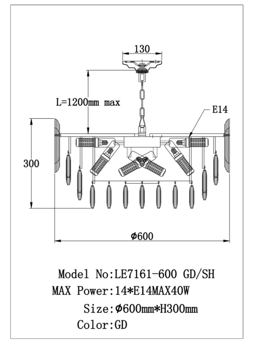 Подвесная люстра Leon Jacqueline LE7161/600 GD/SH