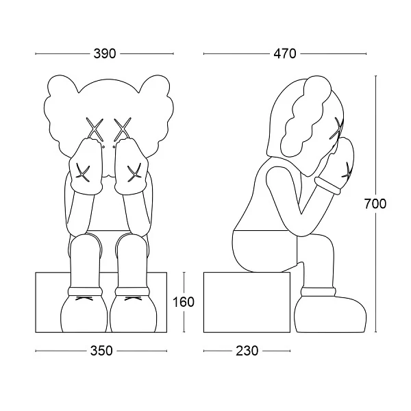 Дизайнерская статуэтка копилка Ledron Kaws 70B white